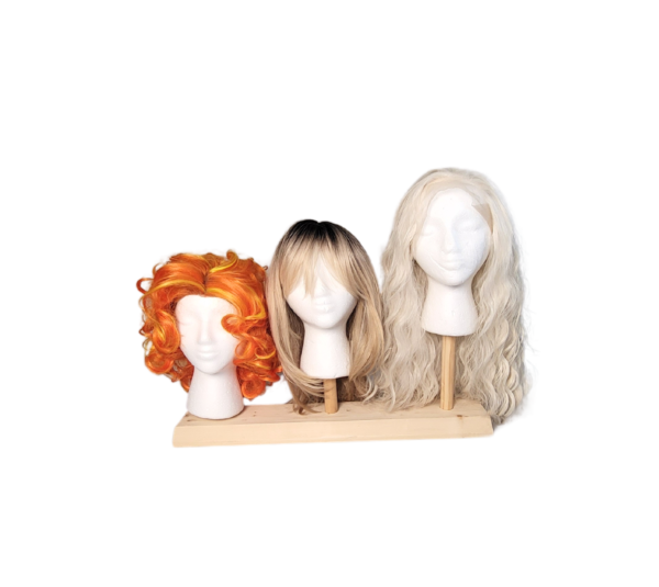 Wig Tier Trio front with foam heads