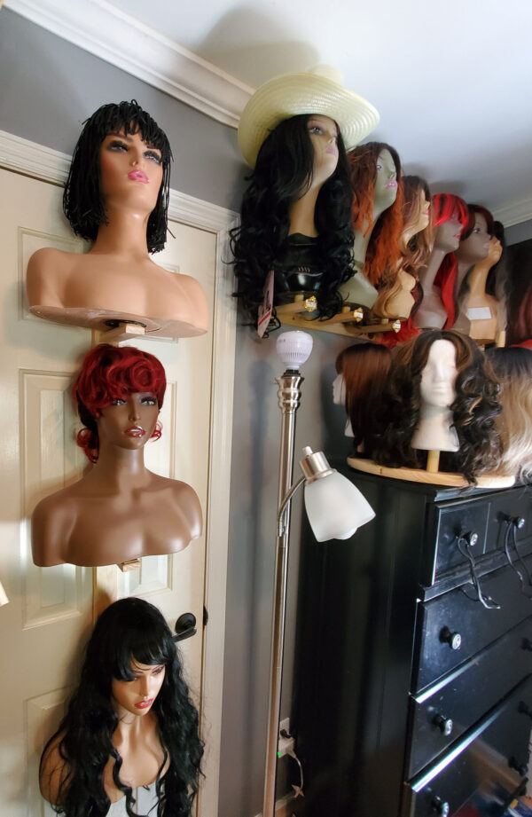 Vertical Hanging Wig Rack on Door